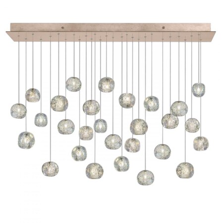 Fine Art Lamps Natural Inspirations  Pendant, Rectangular, 28-Light, LED, Dichroic Glass Crystal, Gold-Toned Silver 853640-206LD